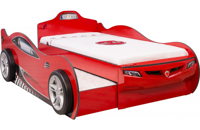 Кровать-машина c выдвижной кроватью красная Coupe