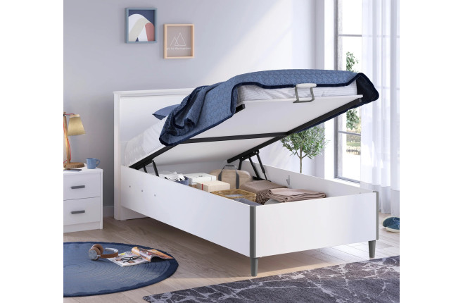 Кровать с плоским изголовьем и  подъемным механизмом 1000х2000 White